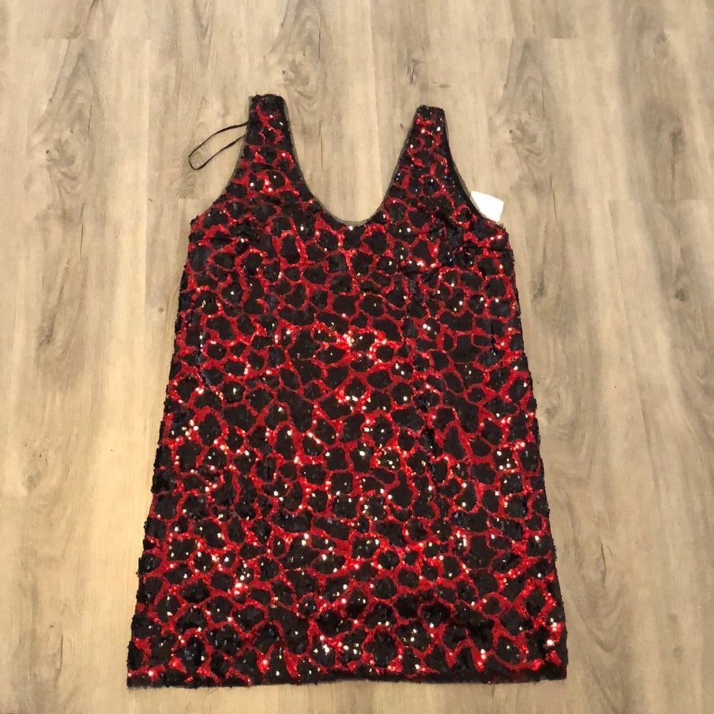 Mini sequin ZARA shift dress with mesh trim